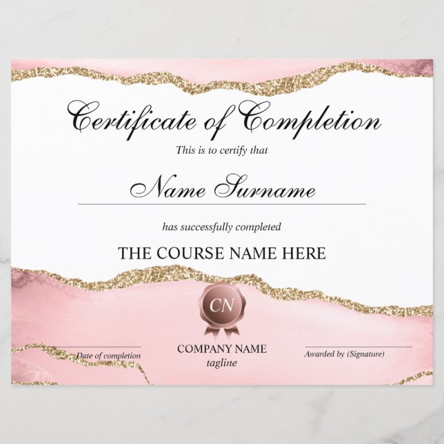 Conclusão do curso de Prêmio do certificado de con (Frente)