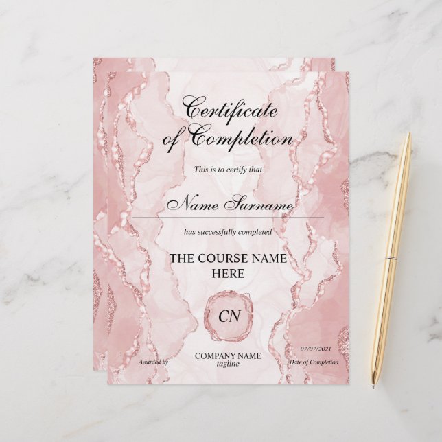 Conclusão do curso de Prêmio do certificado de con (Frente/Verso In Situ)