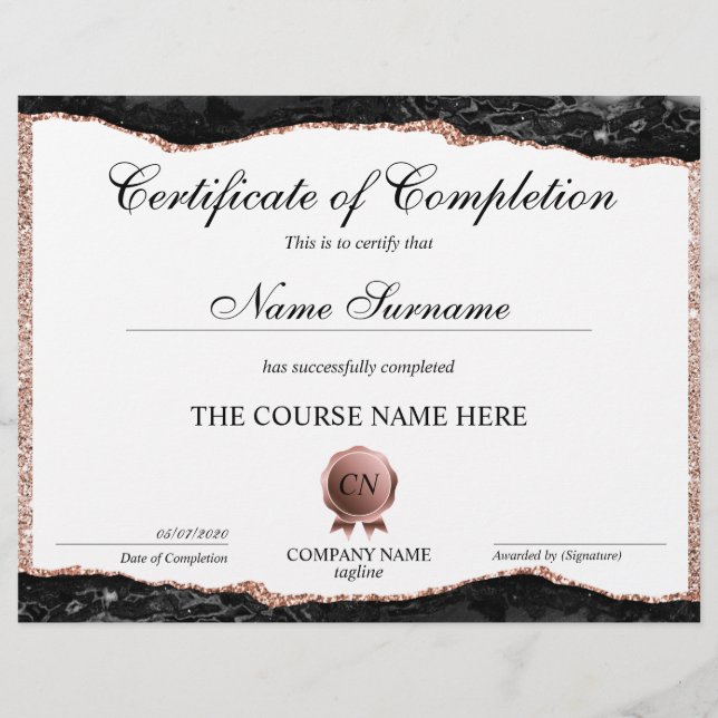 Conclusão do curso de Prêmio do certificado de con (Frente)