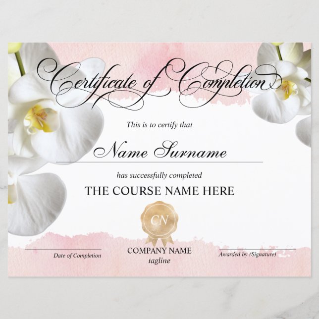 Conclusão do curso de Prêmio do certificado de con (Frente)