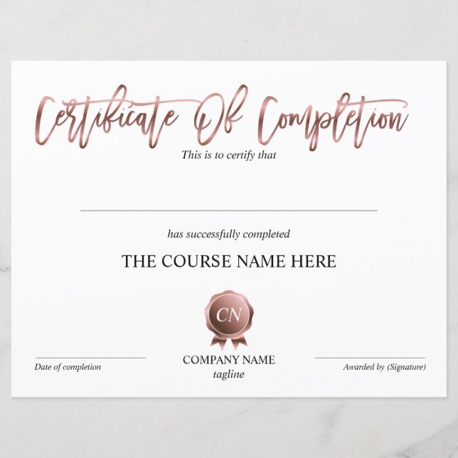 Conclusão do curso de Prêmio do certificado de con (Frente)