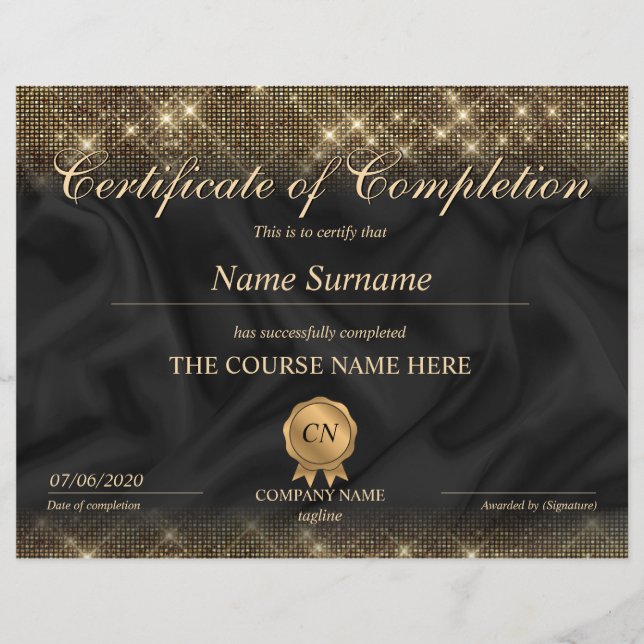 Conclusão do curso de Prêmio do certificado de con (Frente)