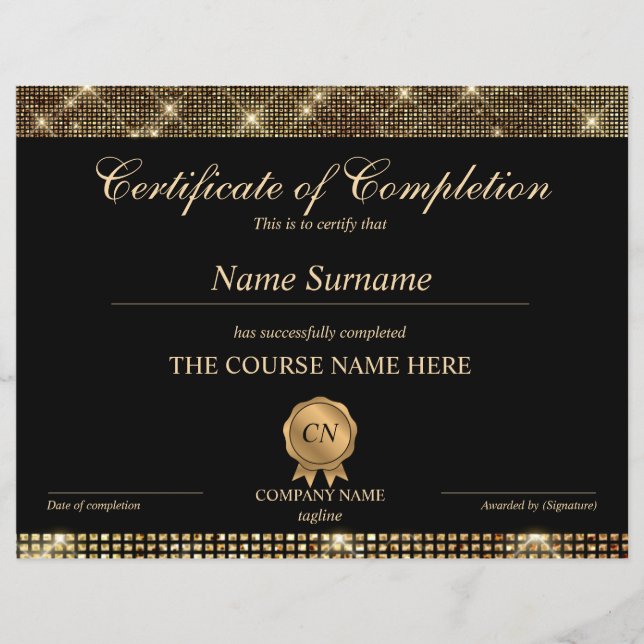 Conclusão do curso de Prêmio do certificado de con (Frente)