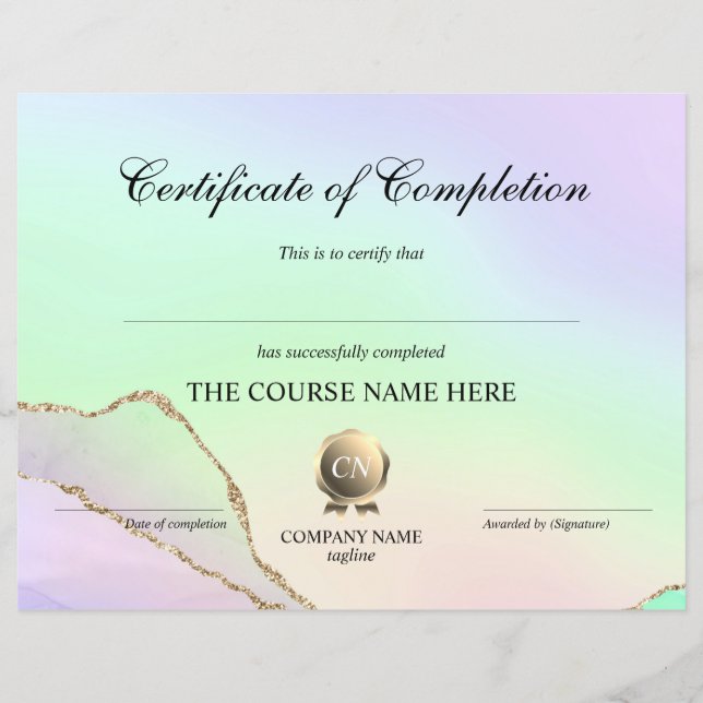 Conclusão do curso de Prêmio do certificado de con (Frente)
