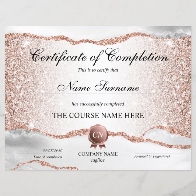 Conclusão do curso de Prêmio do certificado de con (Frente)