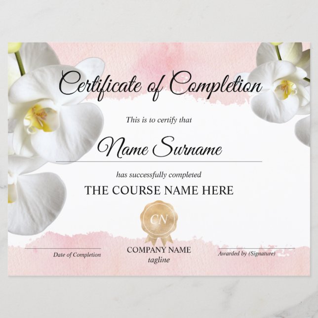 Conclusão do curso de Prêmio do certificado de con (Frente)