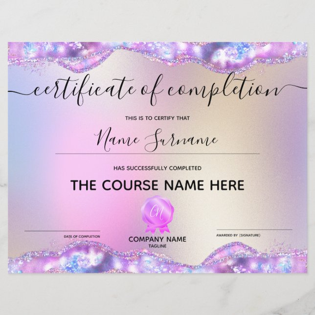 Conclusão do curso de Prêmio do certificado de con (Frente)