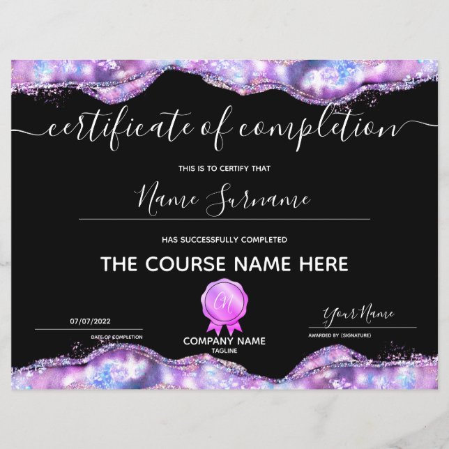 Conclusão do curso de Prêmio do certificado de con (Frente)