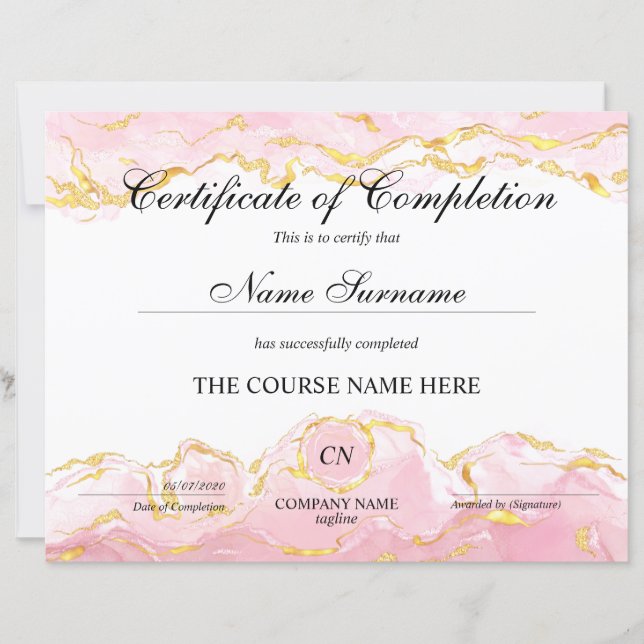 Conclusão do curso de Prêmio do certificado de con (Frente)