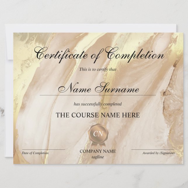 Conclusão do curso de Prêmio do certificado de con (Frente)