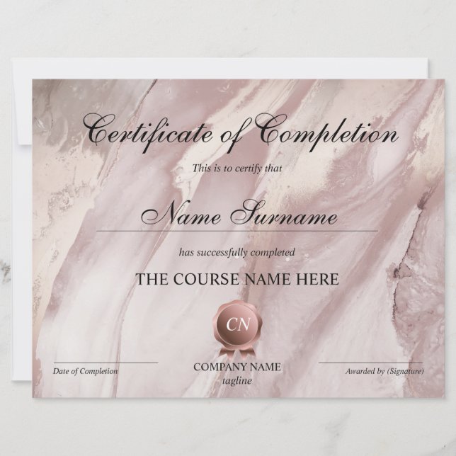 Conclusão do curso de Prêmio do certificado de con (Frente)