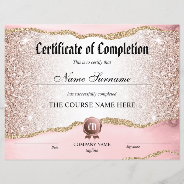 Conclusão do curso de Prêmio do certificado de con (Frente)