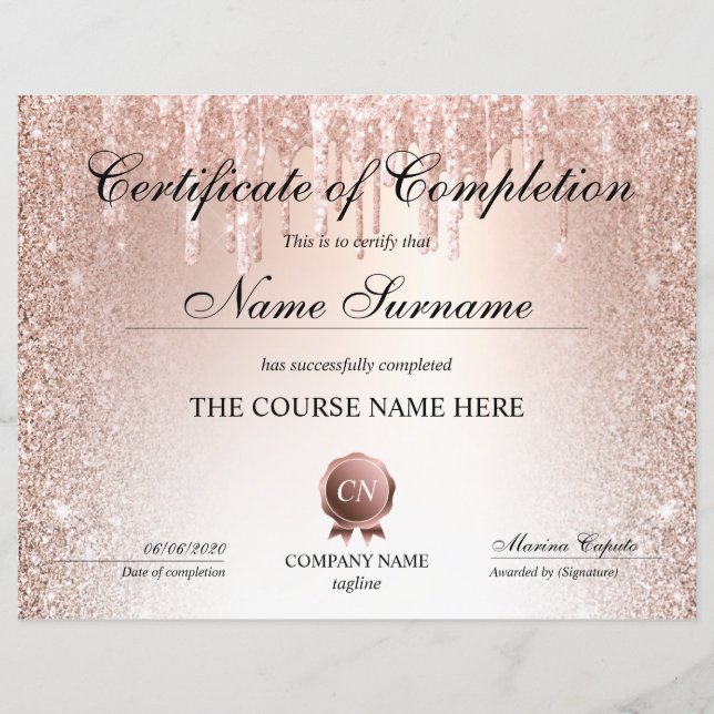 Conclusão do curso de Prêmio do certificado de con (Frente)