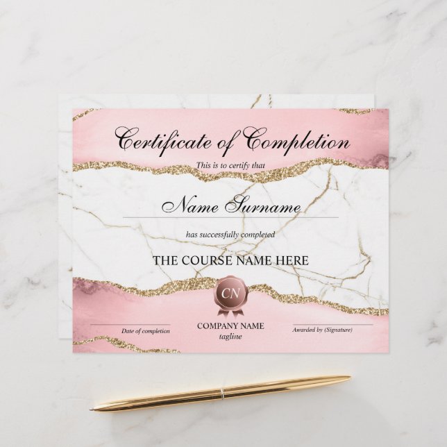 Conclusão do curso de Prêmio do certificado de con (Frente/Verso In Situ)