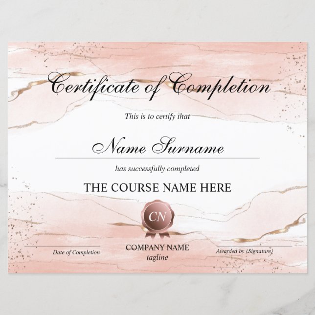 Conclusão do curso de Prêmio do certificado de con (Frente)