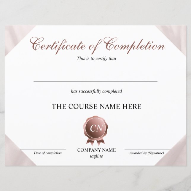 Conclusão do curso de Prêmio do certificado de con (Frente)