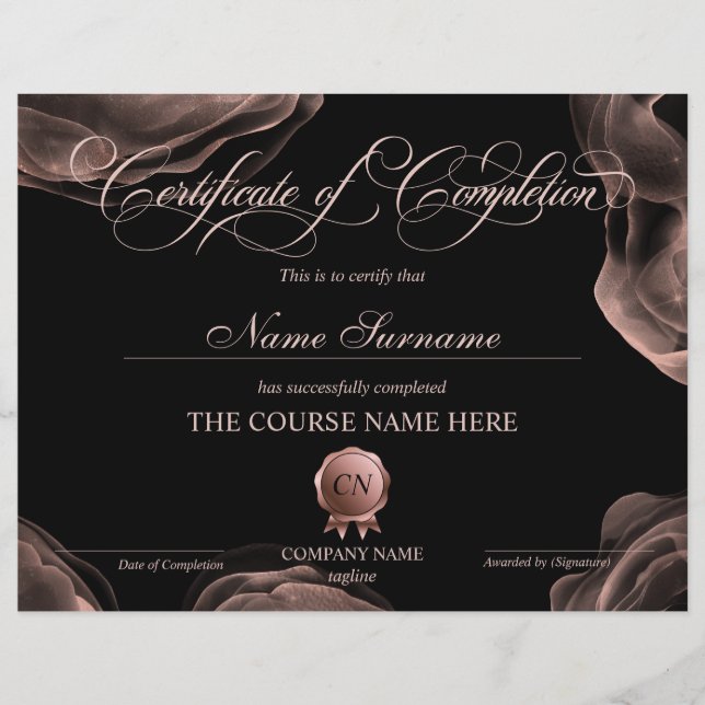 Conclusão do curso de Prêmio do certificado de con (Frente)