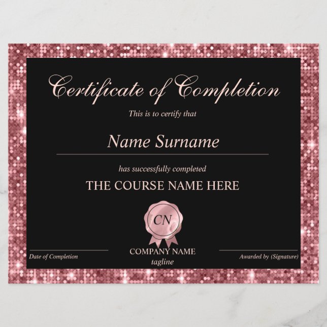 Conclusão do curso de Prêmio do certificado de con (Frente)