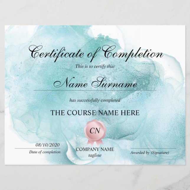 Conclusão do curso de Prêmio do certificado de con (Frente)