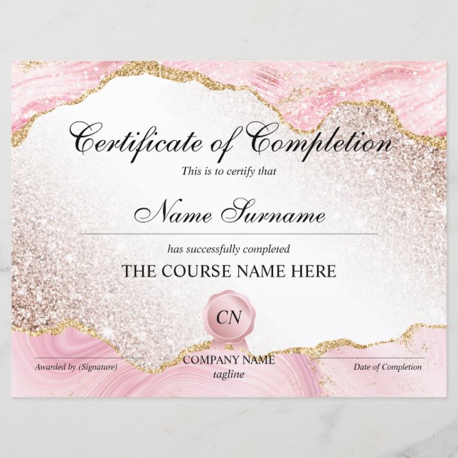 Conclusão do curso de Prêmio do certificado de con (Frente)