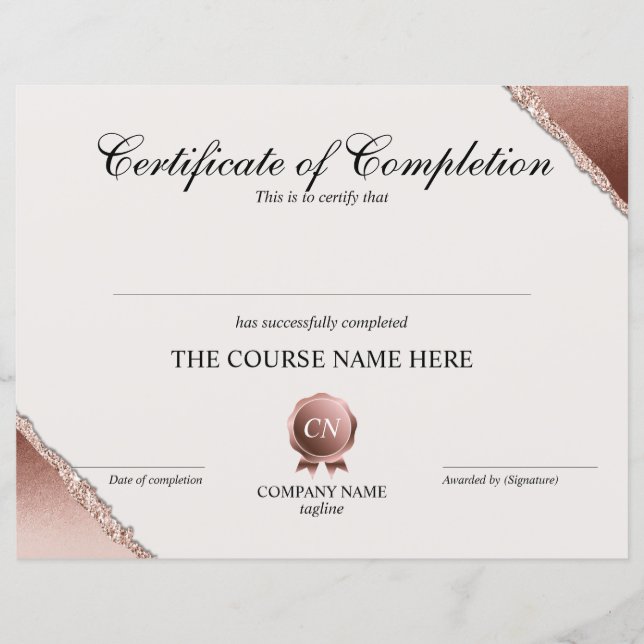Conclusão do curso de Prêmio do certificado de con (Frente)