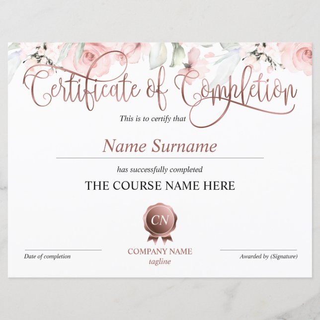 Conclusão do curso de Prêmio do certificado de con (Frente)