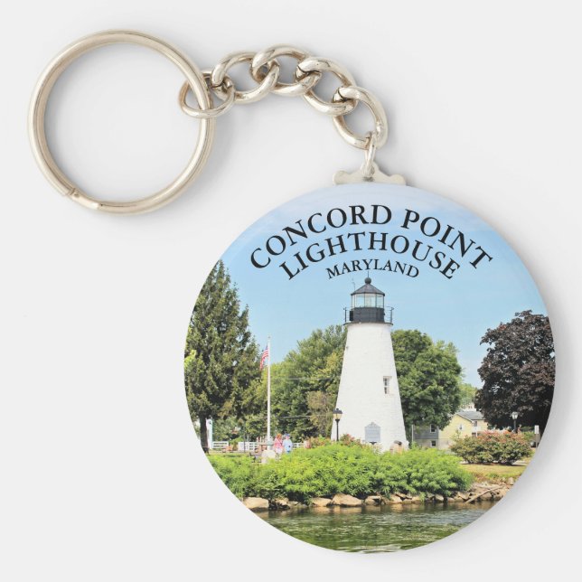 Concord Point Lighthouse, Maryland Button Chaveiro (Frente)