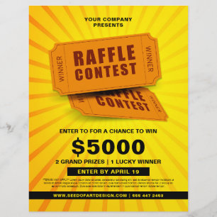 Concurso de Bilhetes Raffle Giveaway Flyer Modelo