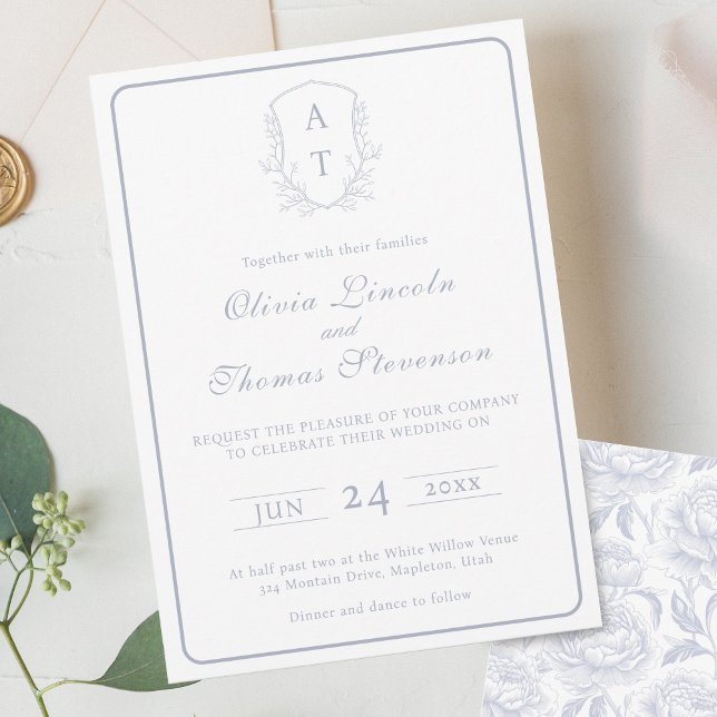 Concurso de Casamento Azul Dusty Monograma (Criador carregado)