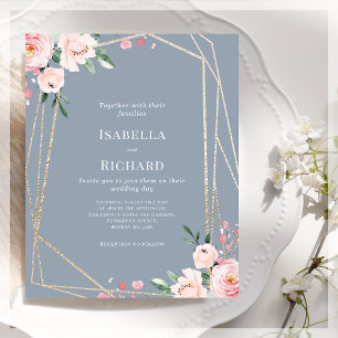 Concurso de Casamento Floral Rosa-Rosa Dusty Azul