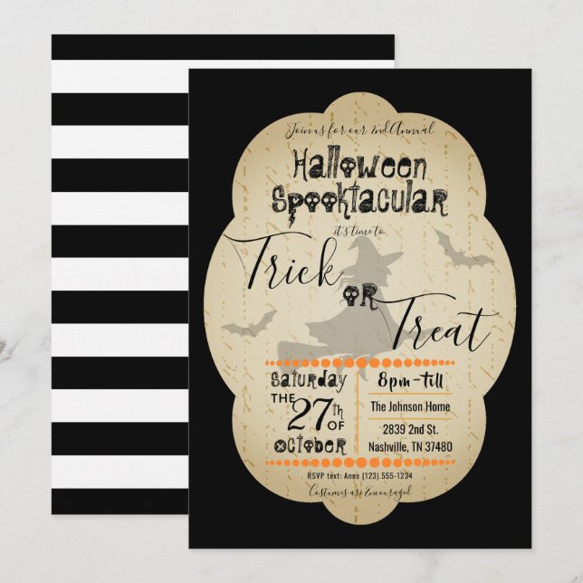 Concurso Spooktacular de Halloween ou Convite de T (Frente/Verso)