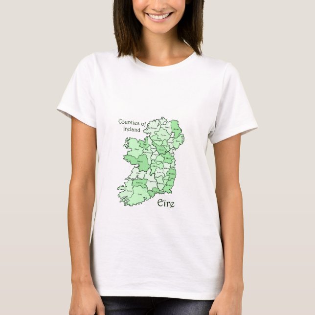 Condados da Irlanda - Mapa de T-Shirts (Frente)