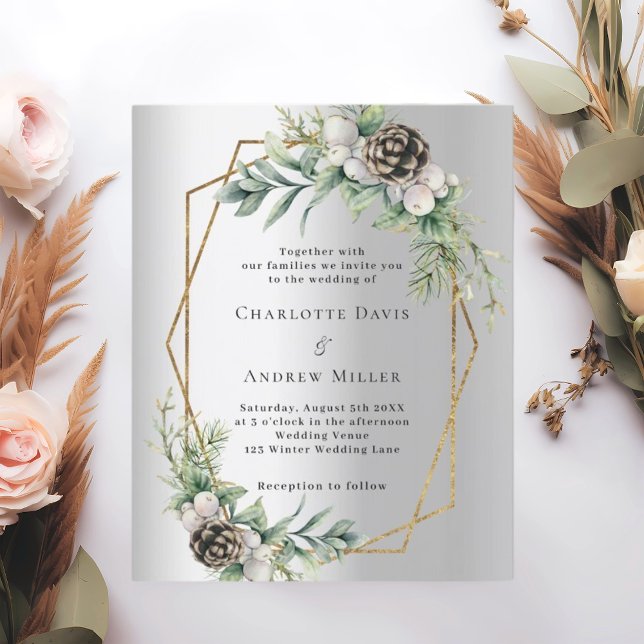 Cone de prata verde-verde convite para casamento g (Criador carregado)