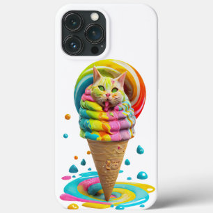 Cone de Sorvete de Gato Fofo colorido
