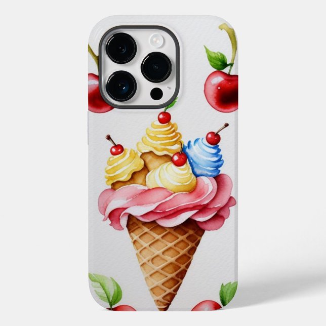 Cone de Sorvete Delicioso (Watercolor ice Cream Cone iPhone Case!)