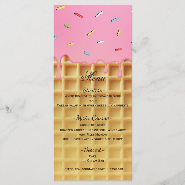 Cone de Waffle de Sorvete de Morango Menu de Anive (Frente)