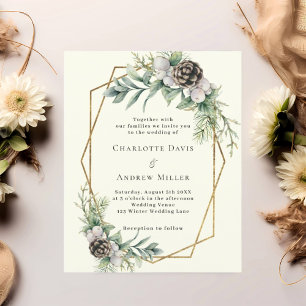 Cone pine verde geo convite para casamento