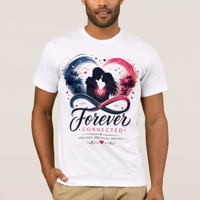 Conectados para Sempre – Camisetas para Casais de  (Frente)