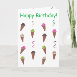 Cones de Sorvete e Fitas Cartões de Feliz Aniversá