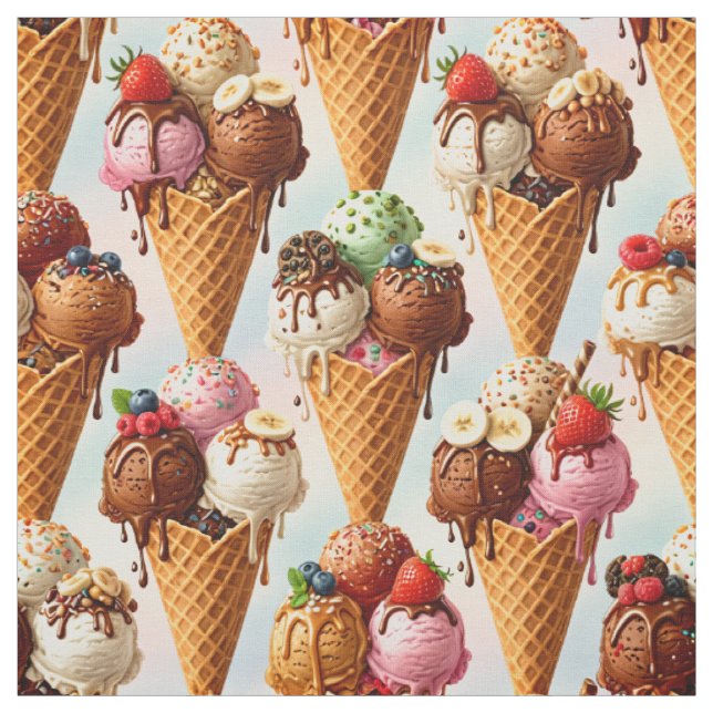 Cones de Sorvete Gourmet Tecido Sem Costura (Modelo)
