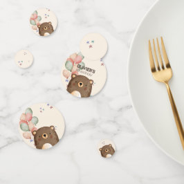 confete de aniversário de urso de pelúcia aquarela