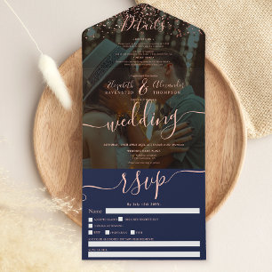 Confete dourado rosa azul marinho foto casamento