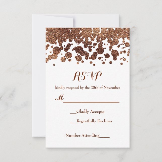 Confetes Brancos e Bronze Glamour Shimmer RSVP (Frente)