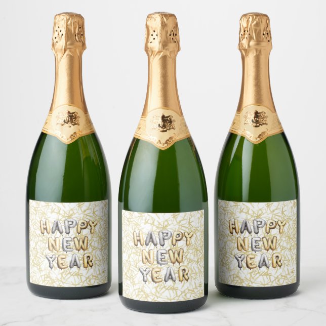 Confetes de Ano Novo Feliz Cinza Dourado (Garrafas)