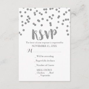 Confetes de prata que Wedding cartões de RSVP