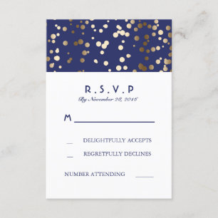 Confetes do marinho e do ouro que Wedding cartões
