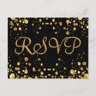 Confetes do ouro do cartão de RSVP