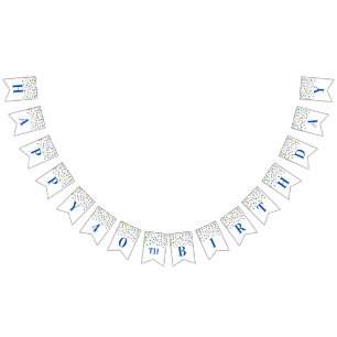 Confetes Dourados azuis da bandeira feliz do