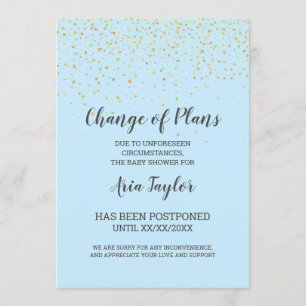 Confetes Dourados em Azul Anúncio de Mudança de Pl