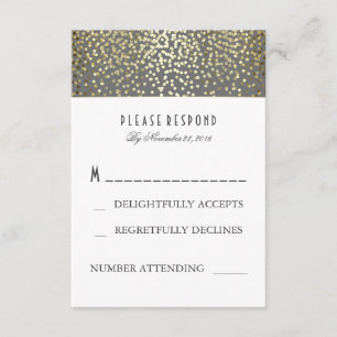 Confetes Dourados que Wedding cartões de RSVP